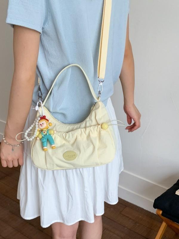 Fashion Nylon Single Shoulder Bag For Women With Zipper Closure And Mobile Pocket