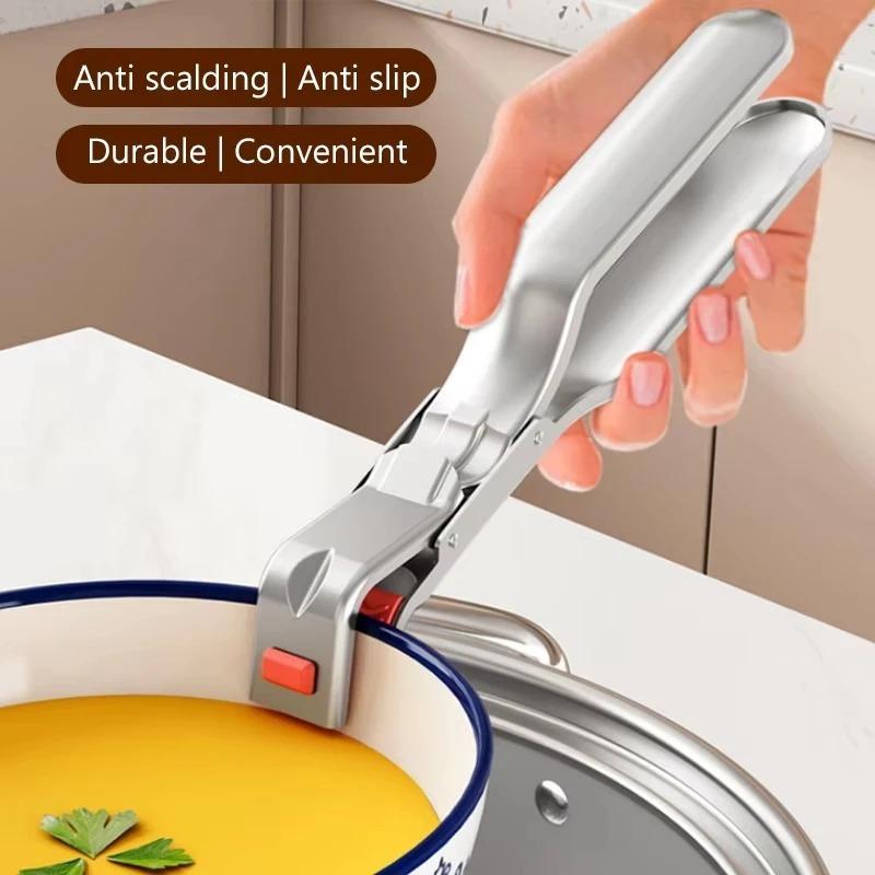 New Stainless Steel Anti-scalding Clip Hot Bowl Holder Dish Clamp Pot Pan Gripper Clip Air Fryer Dish Plate Retriever Tongs Kitchen Supplies
