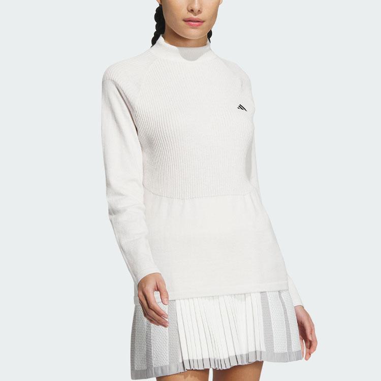 adidas Two-In-One Polo Shirt And Vest Color Block Logo Long Sleeve Knit Top Women Tops White HZ6037