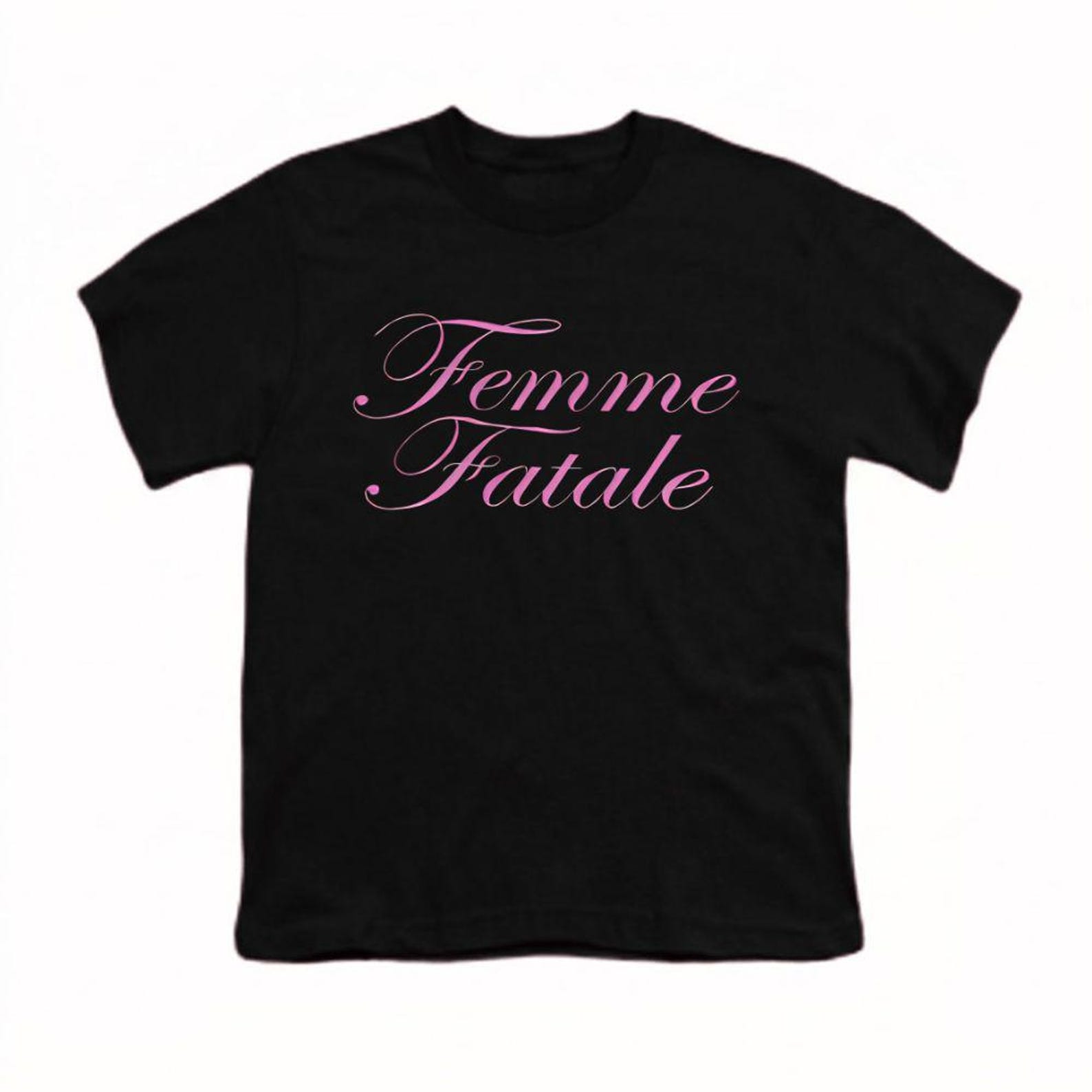Femme Fatale Shirt, Pink Script Tee | Feminine Y2k Top | Gift for Her, Baddie Streetwear S