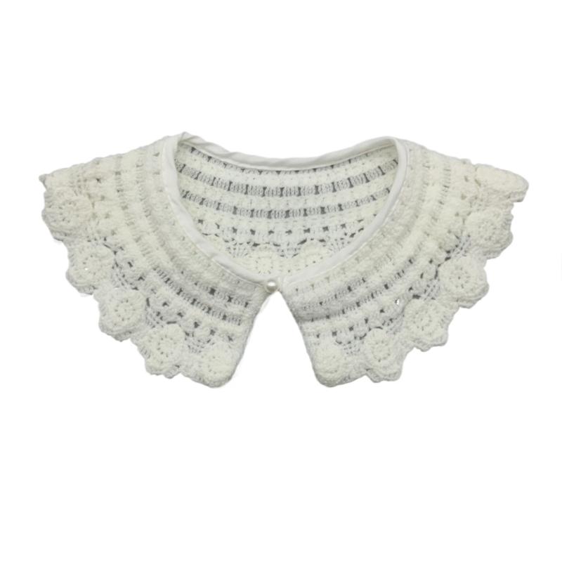 Japonais Enfants Filles Faux Col Châle Écharpe Creusé Tricoté Fleur Vintage Épaule Enveloppante Décorative Demi-Chemise Capelet