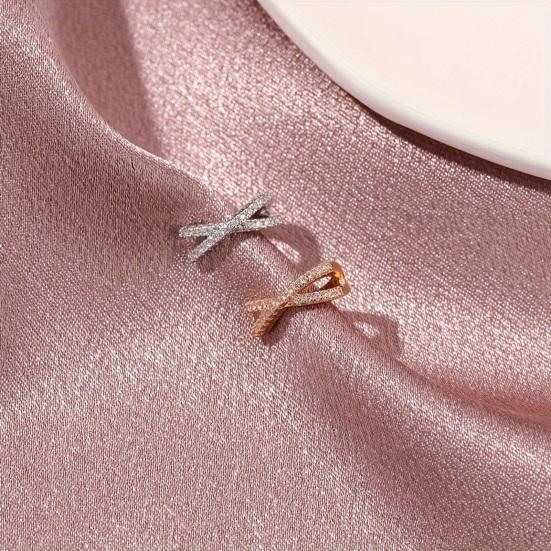 1Pc Women Ear Cuff, Non-Pierced Clip-on X-Shaped Ear Cuff, Rhinestone Inlaid Adjustable Fit Ear Clip, Simple Earring Jewelry Gift