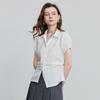 Chuyu Women's Pleated Lantern Sleeve Polo Blouse