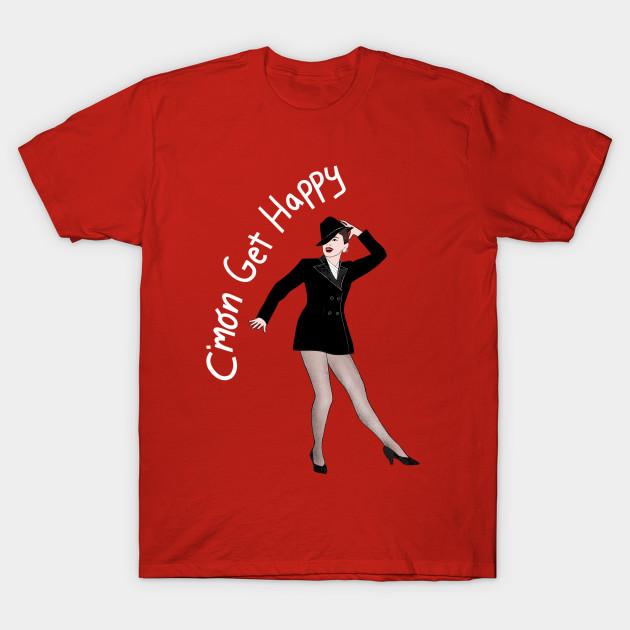 

Men Black Print T-shirt C Mon Get Happy No-Cut Transfer Paper Print Cotton Tshirt 3XL