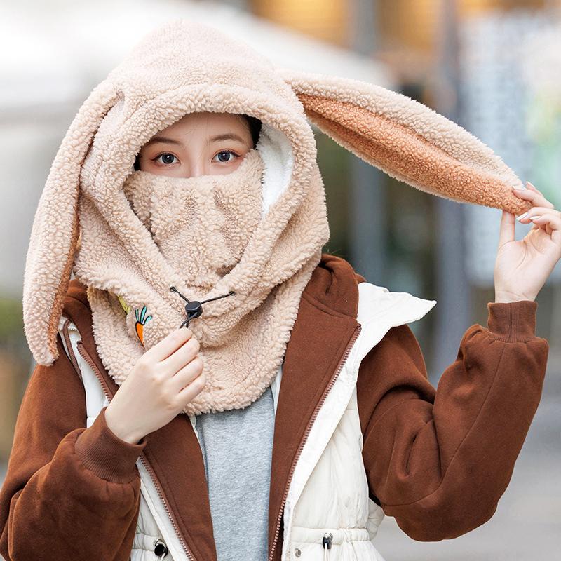 Winter Warmer Skikopfhörer Abdeckung Bequem Weiches Fleece Skimütze Schalwärmer Cartoon Niedliche Hasenohren Dekorative Helmabdeckung Mütze