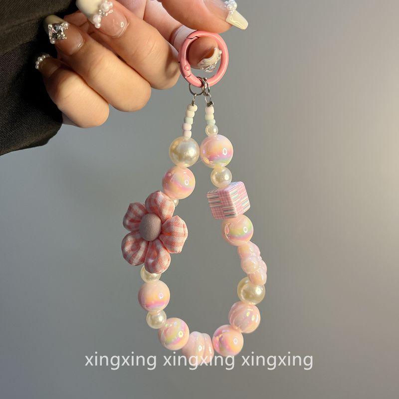 

INS Молодежный Сердце Квадратный Плед Цветы для Чехол для Наушников AirPods Цепочка Подвеска для Мобильного Телефона Подвеска-Брелок Pink