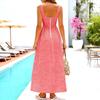 Women Casual Loose Fit Sleeveless Dress Square Neck A-Line Long Maxi Dress with Checkered Pattern Summer Sundress