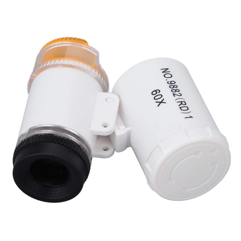 60X Mini Magnification Magnifier Portable Jewellery Cash Magnifier Detector LED Light Pocket MicroscopeWhite