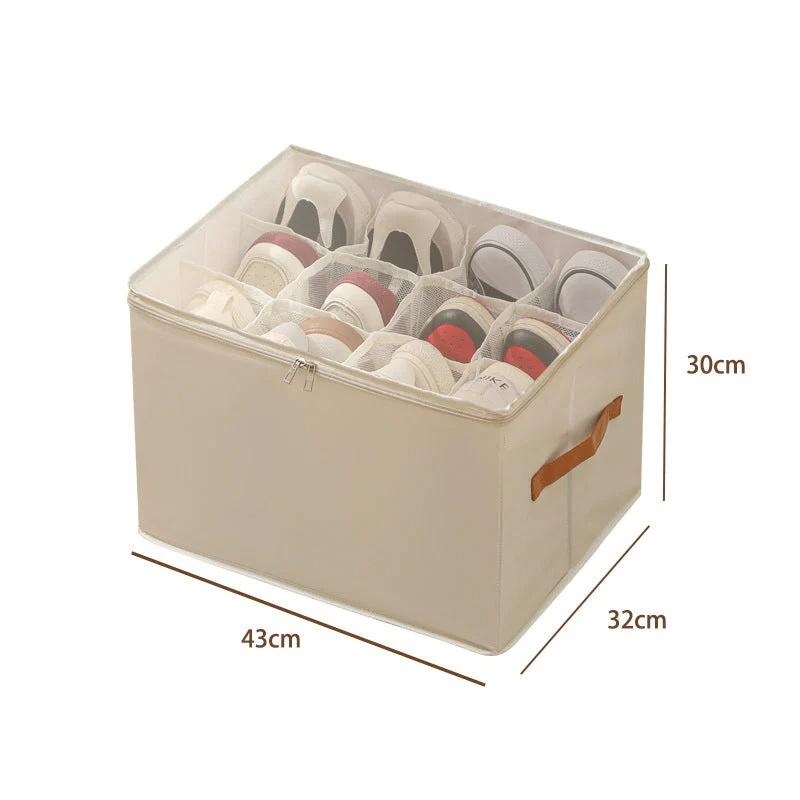 1pc Multiple Lattices Shoes Storage Box Foldable Separated Shoes Box Large Capacity With Handle Shoe Dispenser Shoes Organizer