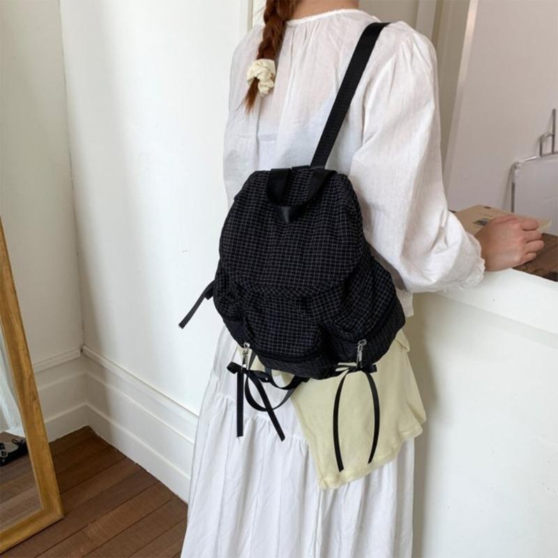 Plaids Backpacks Japanese Styles Casual Daypacks Student School Backpacks Retro Backpacks Travel Bag for Daily