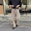 Men Loose Straight Double Pleated Casual Workwear Suit Long Trousers