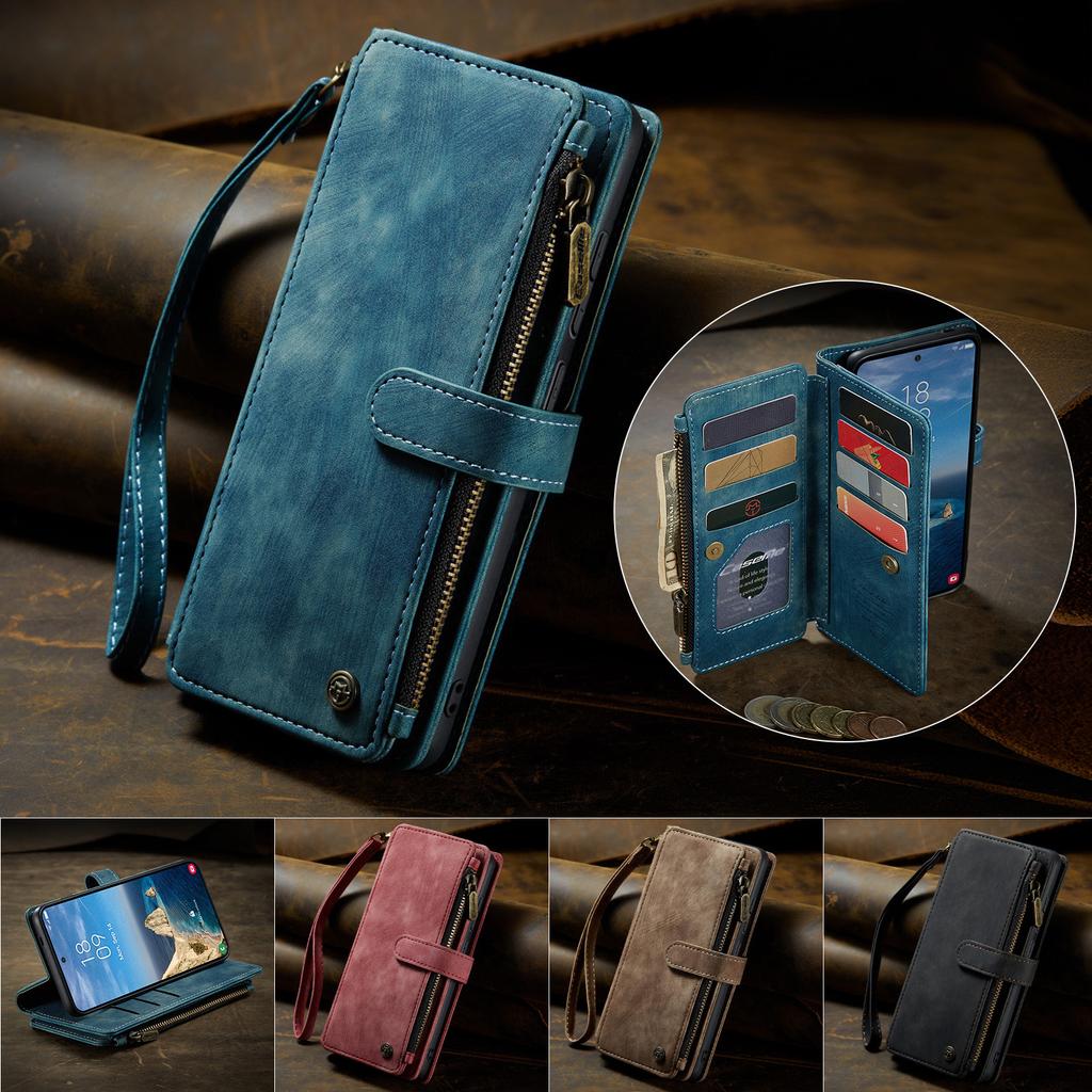 Für Samsung Galaxy S26 Ultra Handyhüllen mit Trageband CASEME C30 Reißverschluss Mehrere Kartenfächer PU-Leder Abdeckung