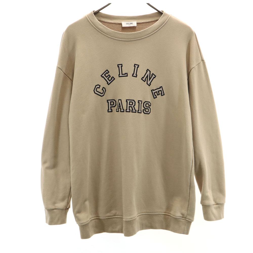 Celine Made In Japan Long Sleeve Sweat Trainer L Beige Women Used