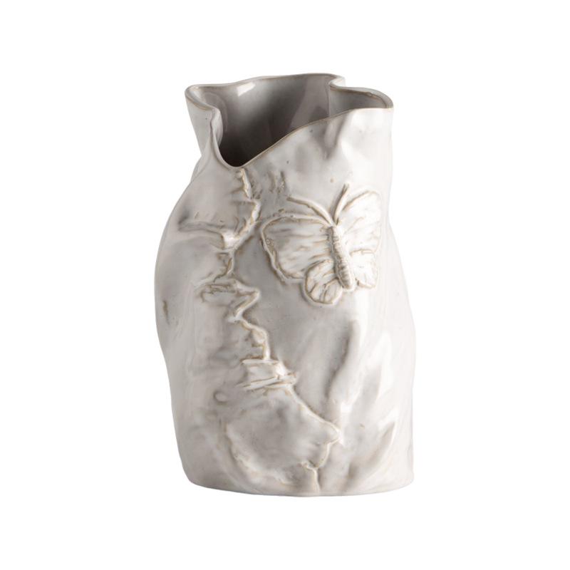 French Retro Cream Ceramic Vase for Floral Arrangements – Elegant Living Room & Dining Table Decor