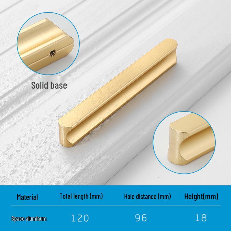 Modern Minimalist Gold Cabinet Handle, Light Luxury I-Shaped Black Drawer Pull