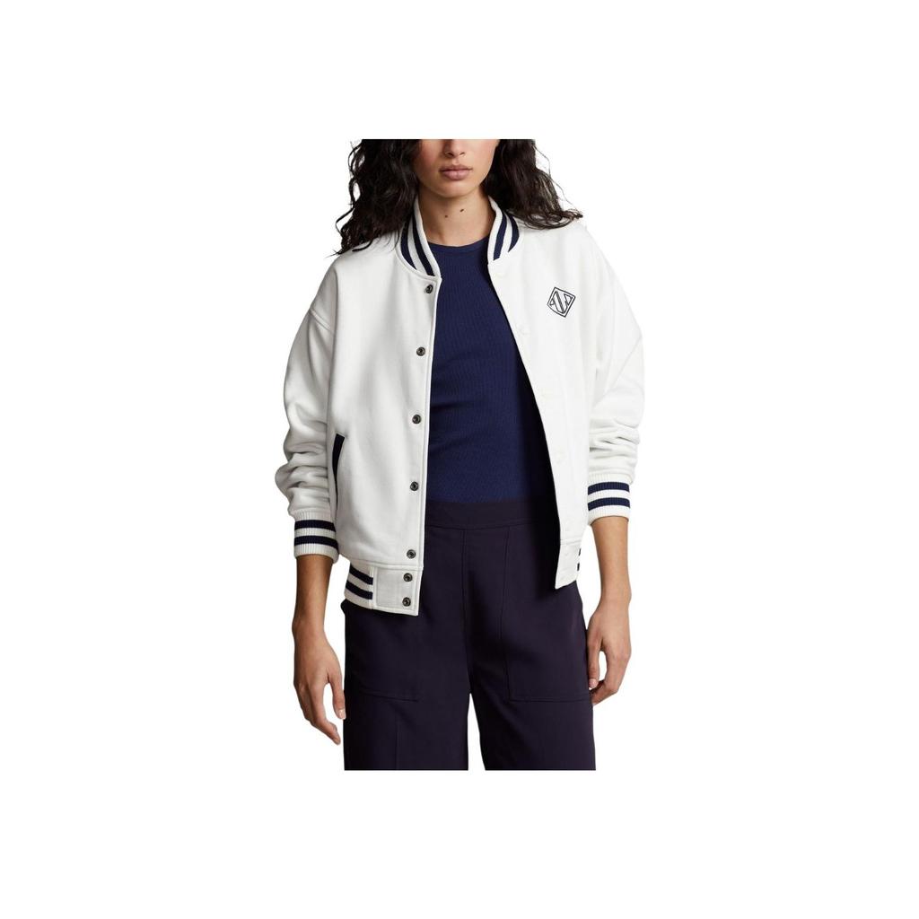 Polo Ralph Lauren SS24 Striped Detail Single-Breasted Reversible Jacket Women Jacket White 211924214-001