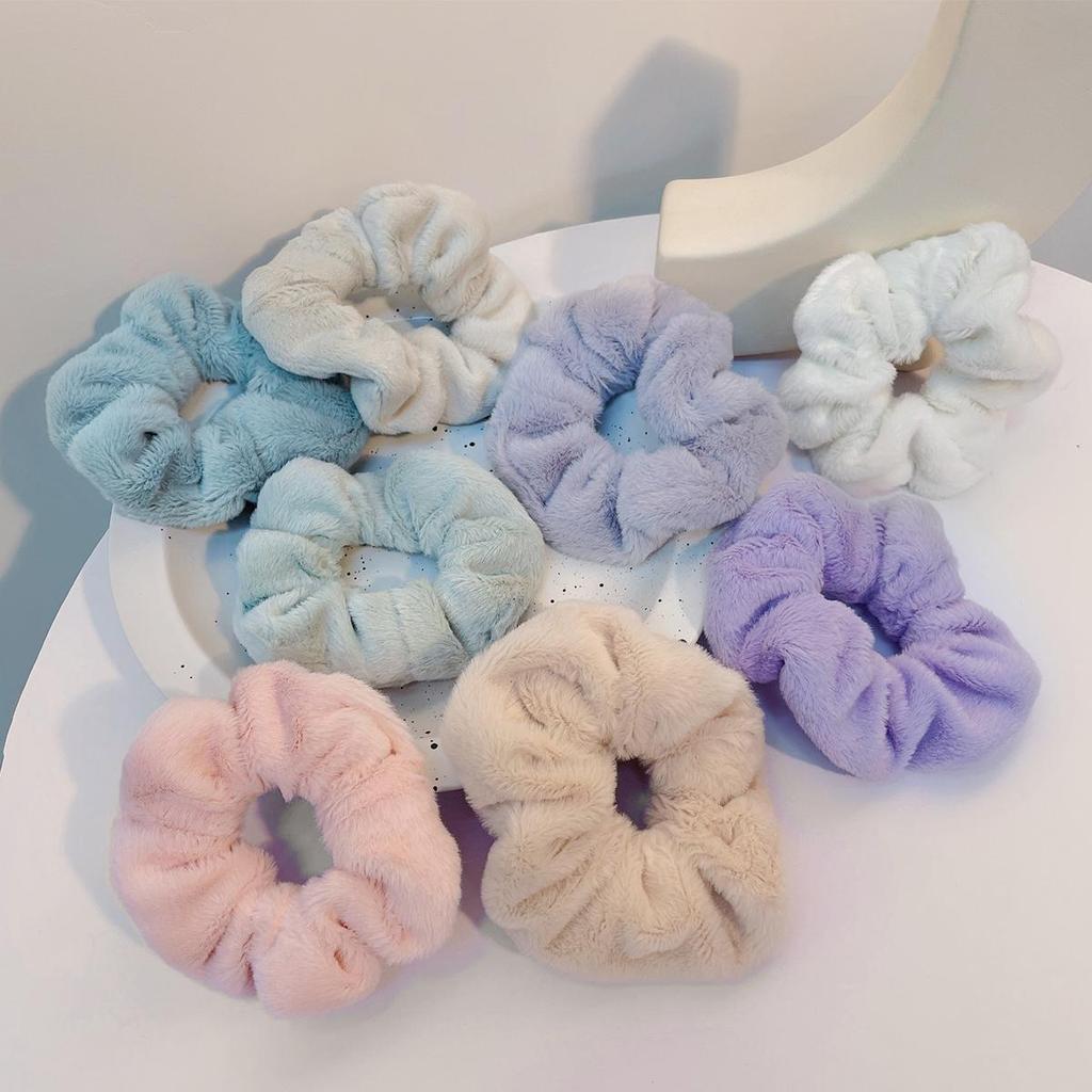 3pcs Solid Plush Large Intestine Hair Loop Scrunchies for Women Elasticity Hair Loops Fashion Hair Accessories