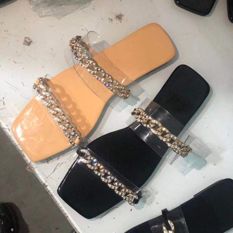 Jaro/léto Dámské Dvouvrstvé Kamínkové Průhledné PVC Venkovní Univerzální Ploché Protiskluzové Dámské Plážové Pantofle