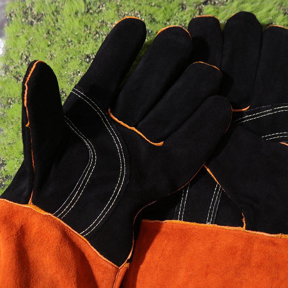 1 Pair Cowhide Leather Leather Welding  Gloves Anti-Heat Welder Gloves Work Safety Glove  Garden