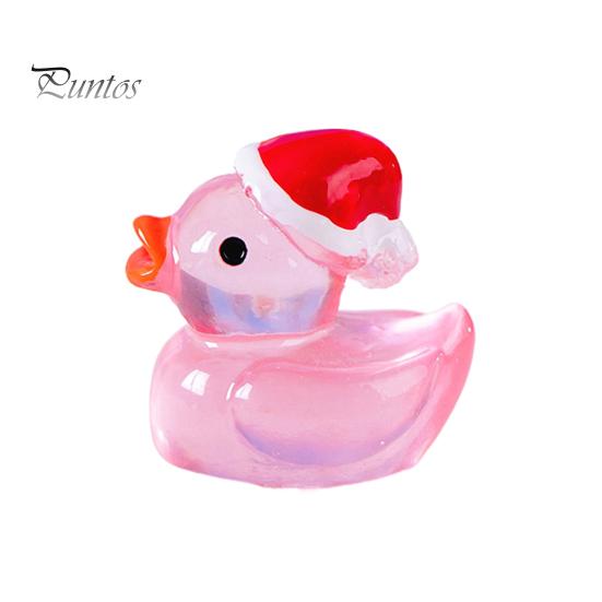 

Рождественский орнамент, миниатюрная миниатюрная утка из смолы, очаровательная светящаяся в темноте мини-пейзажная композиция, рождественские украшения в виде утки розовый