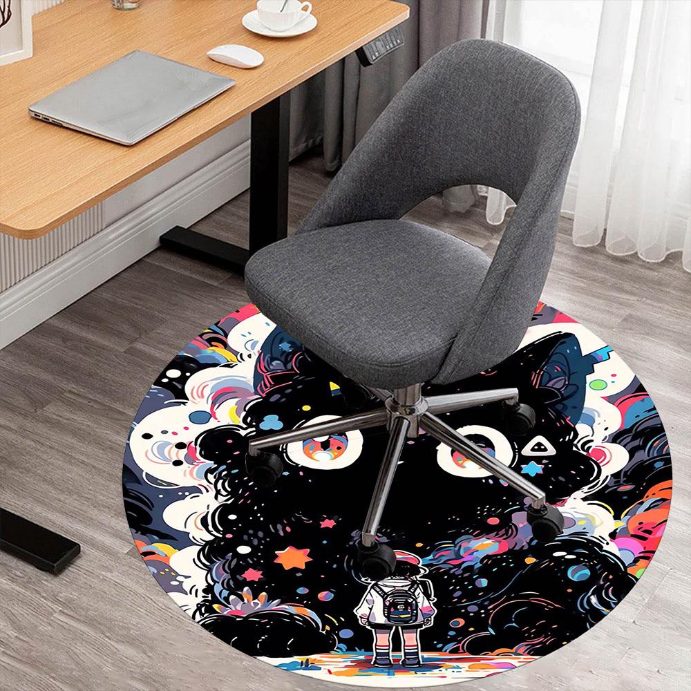 

1pc cat galaxy Round Chair mat Area Rug - Non-Slip, Floor Mat for Office, Bedroom, and Indoor Decor -1002209 80cm by 80cm