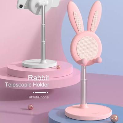 Roztomilý držák na telefon se zajíčkem, stolní stojan na mobilní telefon, nastavitelný výškově a úhlem pro chytrý telefon, tablet, počítač, iPad, tablet