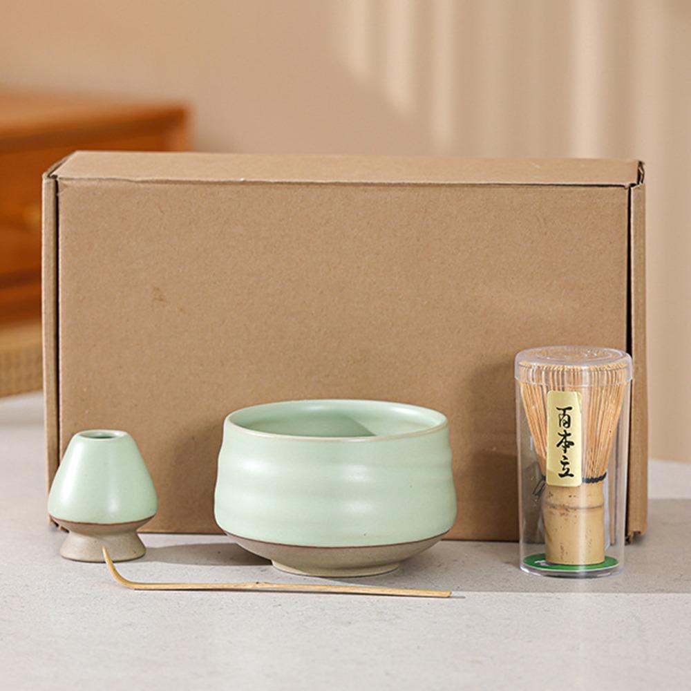 4PCS Bamboo Ceramic Matcha Whisk Set Reusable Match Bowl New Japanese Matcha Tea Set  Stirring