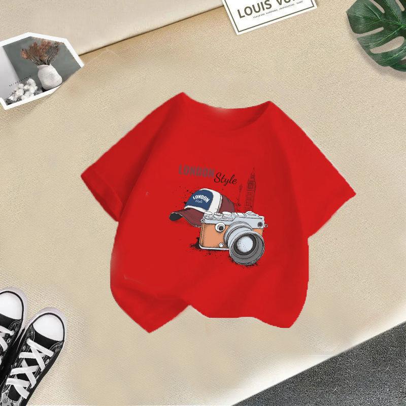 Kinder T-Shirt Rundhals Kurzarm T-Shirt Kinder 100% Baumwolle Kleidung 2-13J Auto bedrucktes T-Shirt