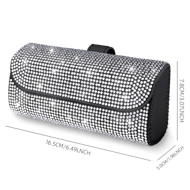 Car Sun Visor Sparkling Glasses Case, PU Leather Fashion Glasses Storage Box, Multi-functional Sun Visor Storage Bag