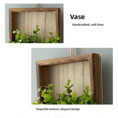 Nordic Style Simulation Plastic Daisy Elegant Wall Hanging Artificial Flower Vine with Wooden Photo Frame Realistic