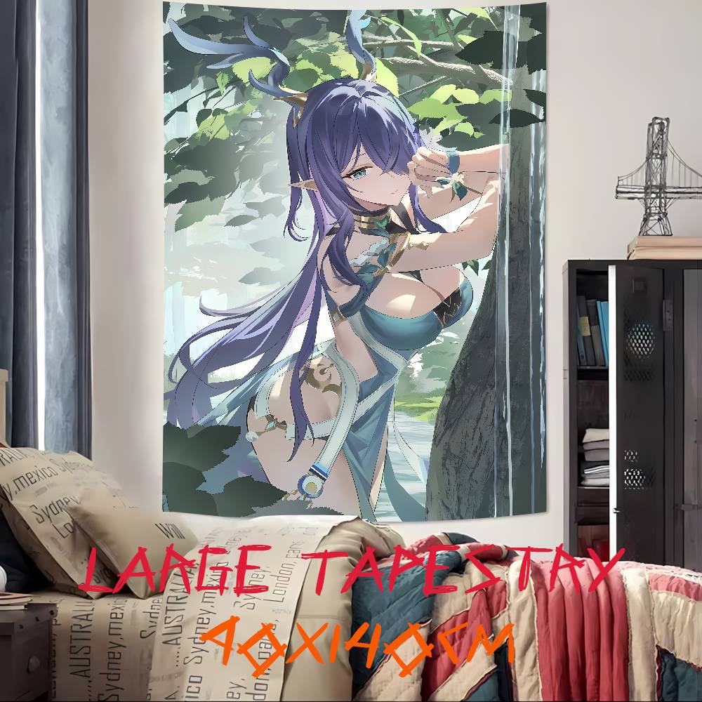 Kawaii Pretty Hot Girl Lauma Cool Video Gaming Tapestry Wall Hanging Art Decoration Aesthetic Background Cloth Birthday Gif