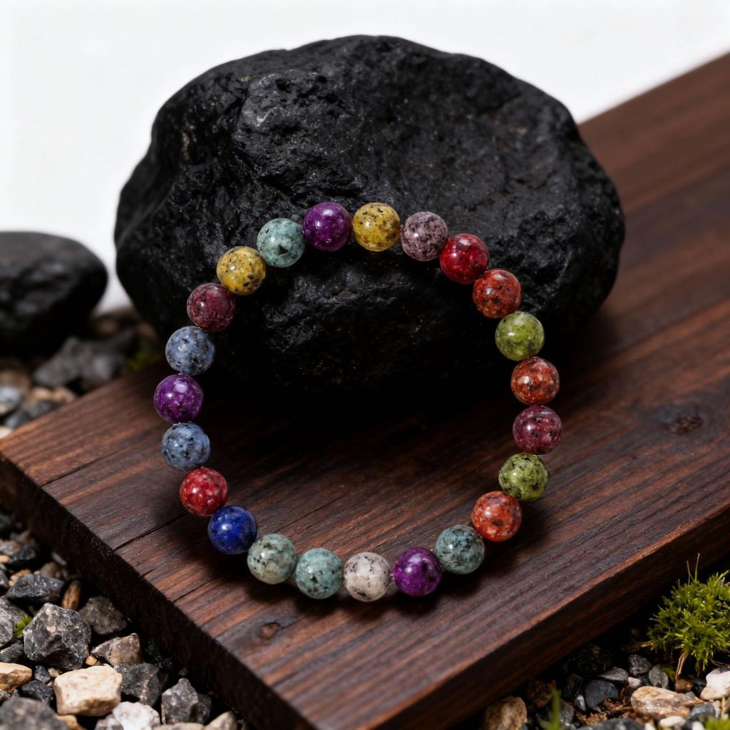 7 Chakra Healing Crystal Bracelet, Om Symbol Natural Stone Beaded Bracelet for Meditatio