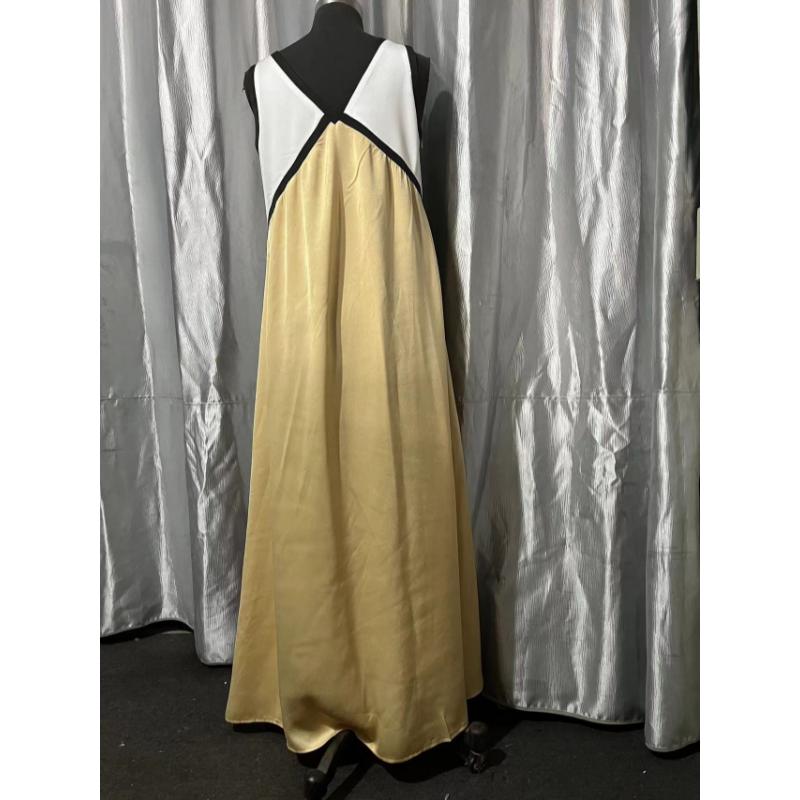 Women's Summer Color Block V Neck Sleeveless Tank Maxi Dress Loose Casual Vacation Beach Long Dress for Women