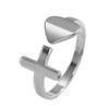 Women Ring Adjustable Fit Asymmetric Heart Design Bright Polished Mirror Texture Finger Ring Jewelry Gift