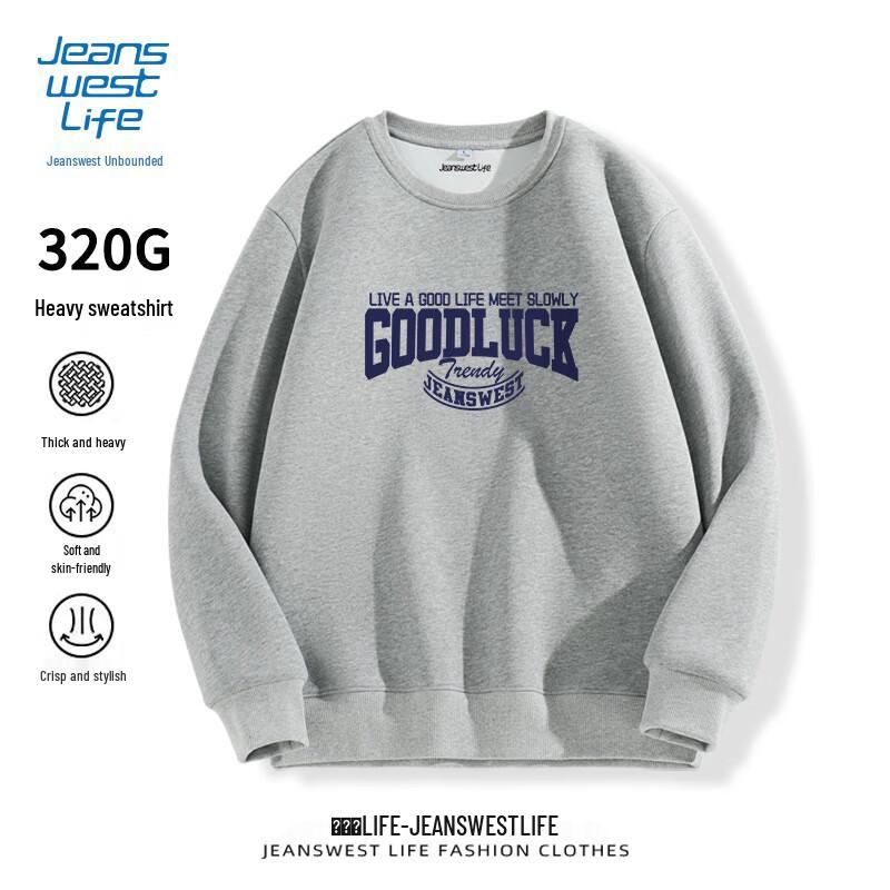 Jeanswest Life Herren American Style Rundhals-Pullover-Sweatshirt