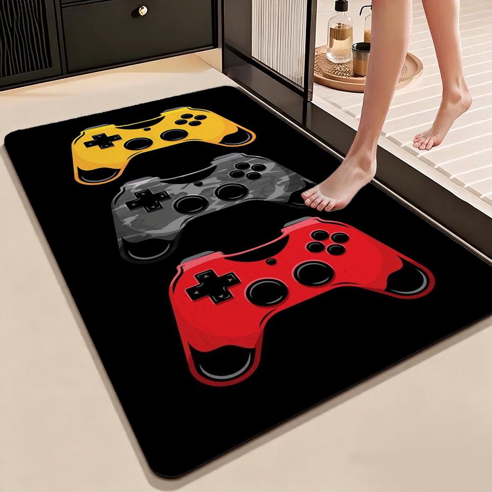 Colorful Game Controllers Patterned Rug Absorbent Nonslip Carpet For Bedroom Kitchen Bathroom Home Decor Halloween Gift