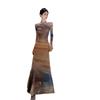 Sunset Tie-dye Printing Swing Collar Hip-wrapped Dress, Feminine Temperament, Slim Waist and Thin Seaside Vacation Dress