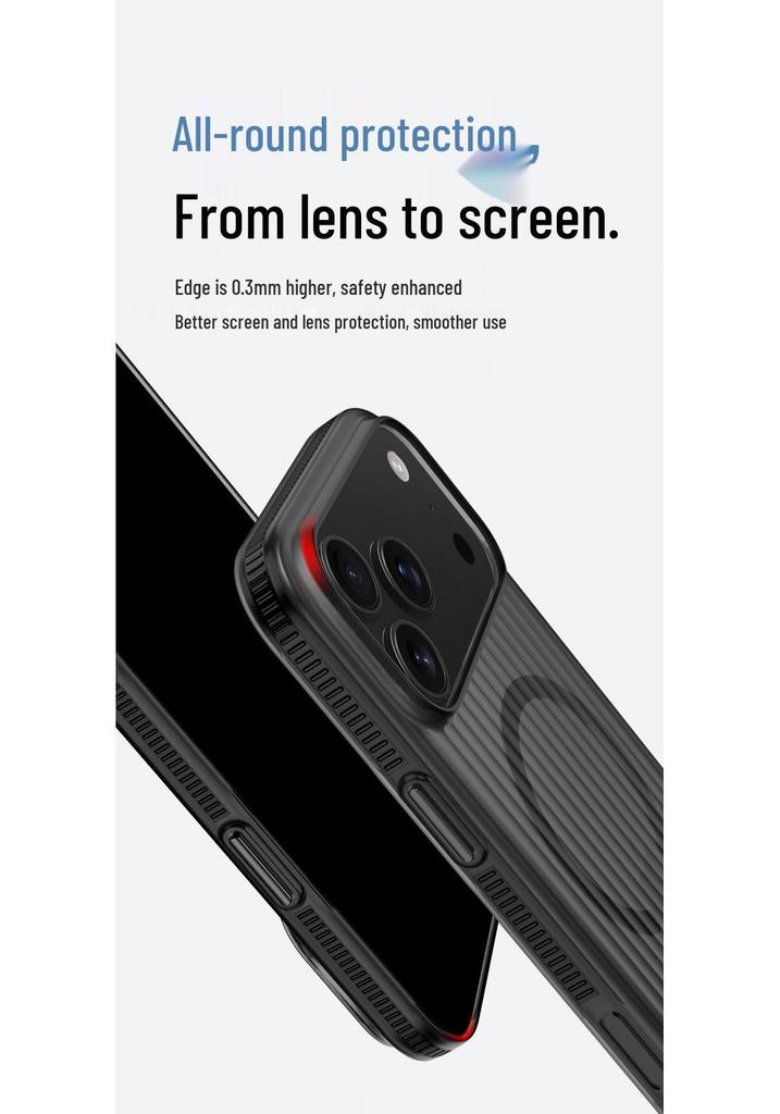 Corrugated Non-Slip Magnetic Case: Semi-Transparent Frosted Protective Cover for iPhone 17, iPhone 16.