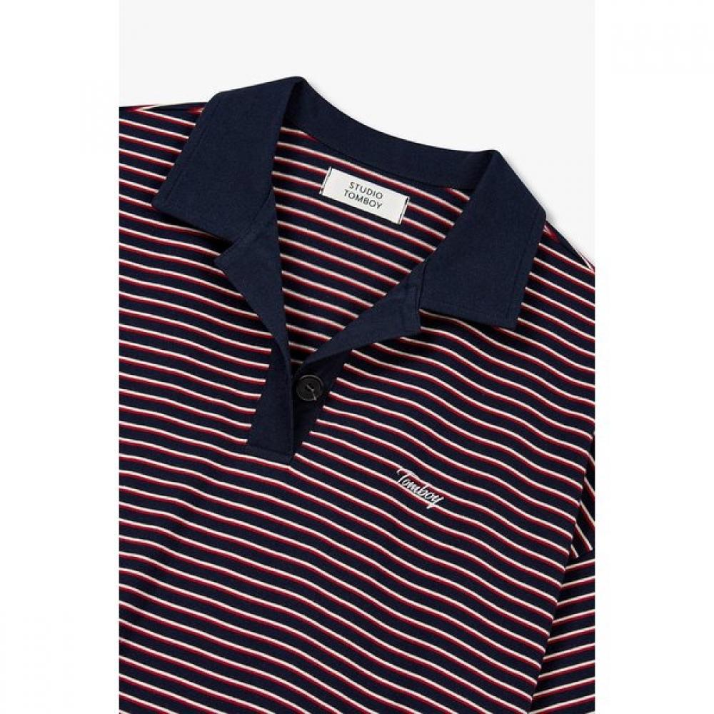 STudio Tomboy STripe Oversized Collar ShorT Sleeve T shirT 9176222997ar 