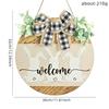 Spring Easter Decorations Easter Bunny Wooden Sign Round Wooden Wreath Pendant with Artificial Flower Decorative Pendant