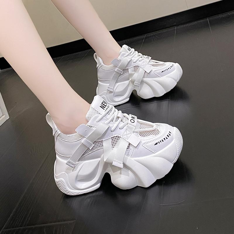 Fashion New Fashion Summer Women's Platform Sneakers Thick Bottom Breathable Mesh Casual Shoes 7.5CM High Heel Sports Dad Shoes Woman