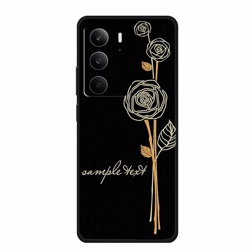 3D Emboss Case For Realme C75 4G 5G C75x V70 V70s 14x Realme C71 4G Case C 75 71 Coque Flower Black Silicone Soft Back Cover Bag