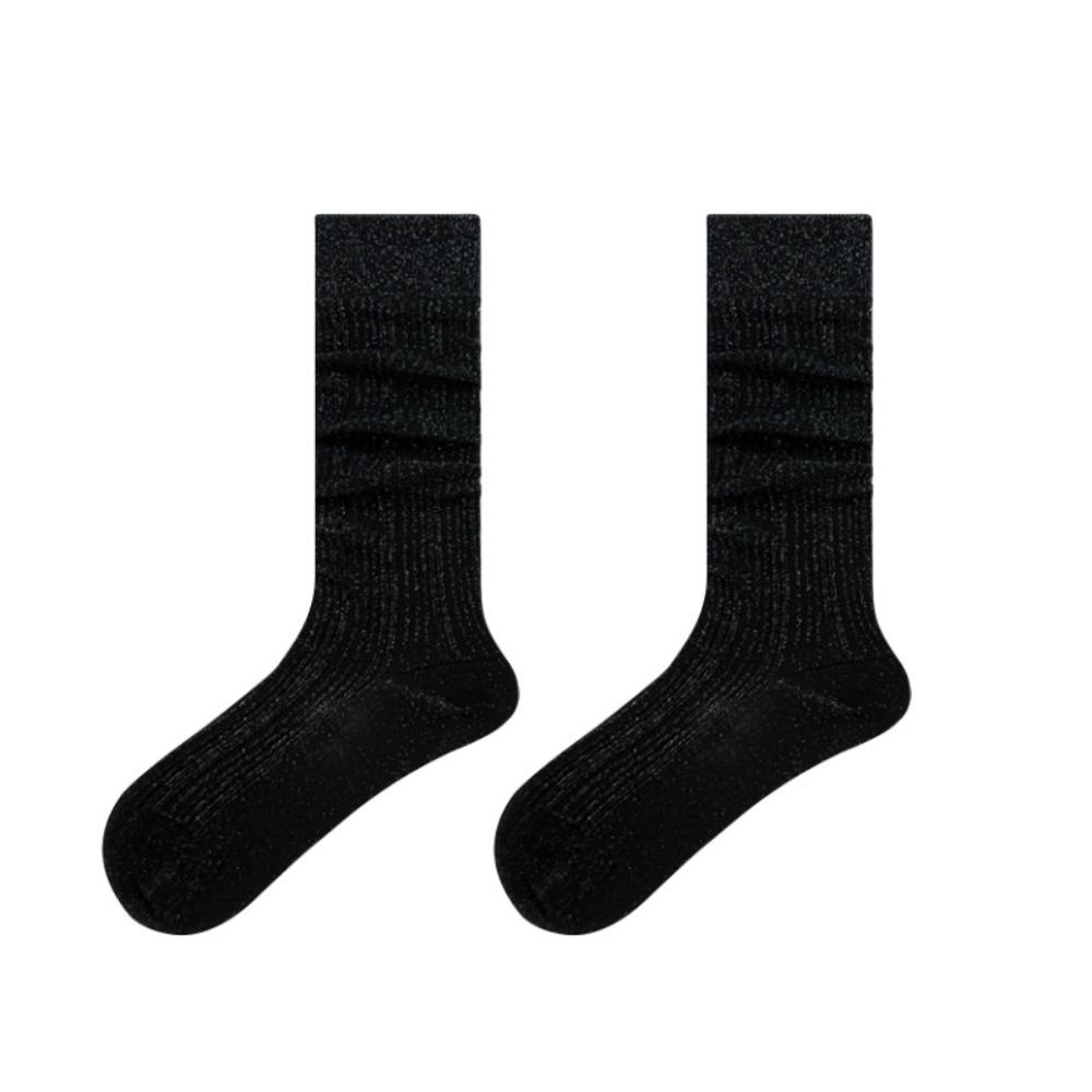 Solid Color Ice Silk Long Socks Lolita Mid-tube Stocking Fashionable Knee High Sock  Spring