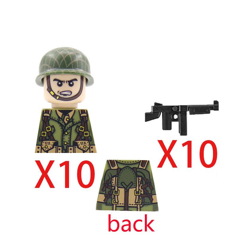 Military Soldier Building Block Figure British US Snow Camouflage Troop MP40 M1A1 Motorcycle Accessories Toys Gift Brick Z02