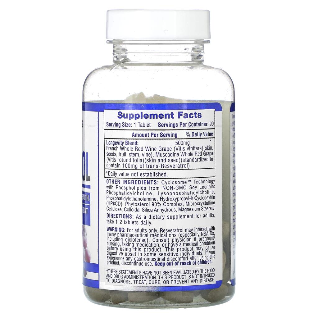 Resveratrol, 500Mg, 90 Tablets