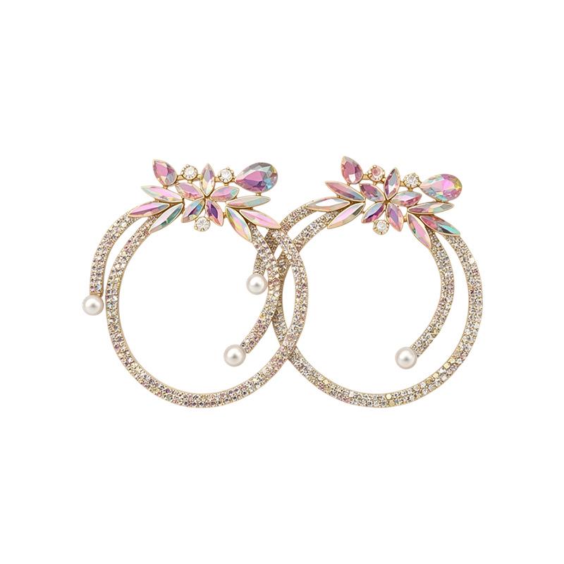 Exquisite Rhinestone Flower Stud Earrings: European & American Style, Silver Needle, Luxurious High-End Design, Niche Appeal for Women