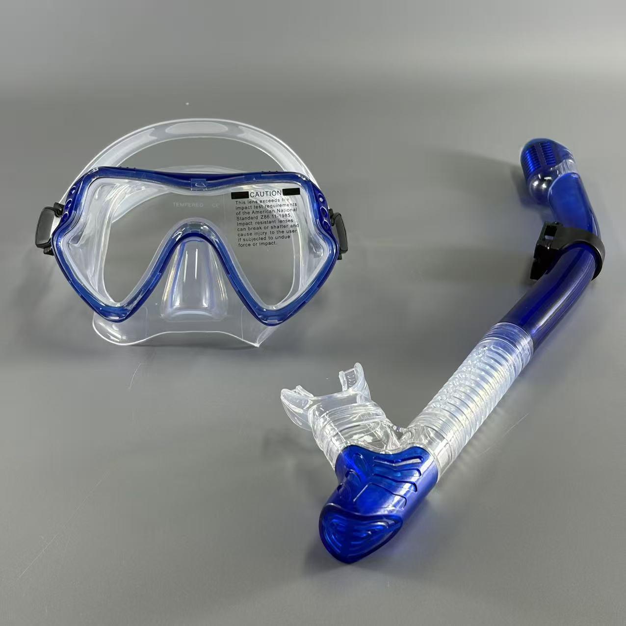 Children s Two-Piece Snorkel Set: Large Frame Diving Mask with Tempered Glass & Liquid Silicone One Size