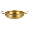 Dual Loop Handle Frying Pans 1350ML Thicken Stainless Steel Flat Bottom Skillet for Cooking Seafood Fried Rice Gold