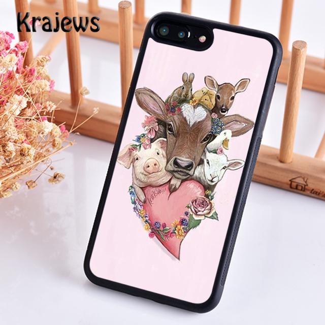 Krajews Vegan Vegetarian Cow Soft Phone Case Cover For IPhone 18 17 Air 16 15 14 plus 11 12 13 pro max Plus coque Fundas
