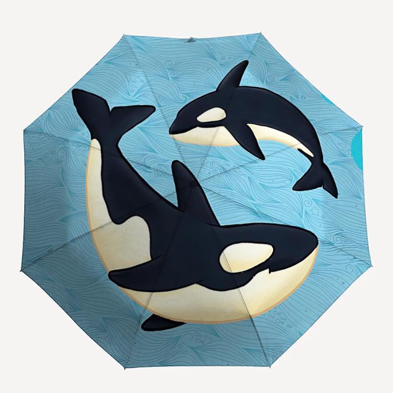 

1pc Whales Ocean One Umbrella a Plastic Hle, Compact Stylish, with a Vibrant Cartoon Pattern, Perfect Home, Travel